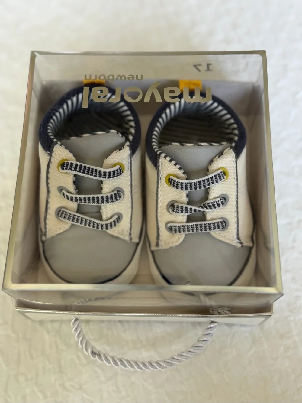 Mayoral Cream and Navy Infant Soft Sole Sneakers